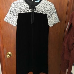 Draper James black velvet shift dress